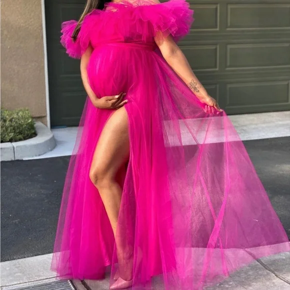 Dresses | Hot Pink Ruffle Baby Maternity Dress | Poshmark